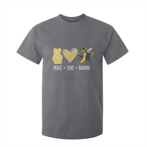 Funny Peace Love Banana T Shirt For Kid Cute Banana Peace Sign Heart TS11 Charcoal Print Your Wear