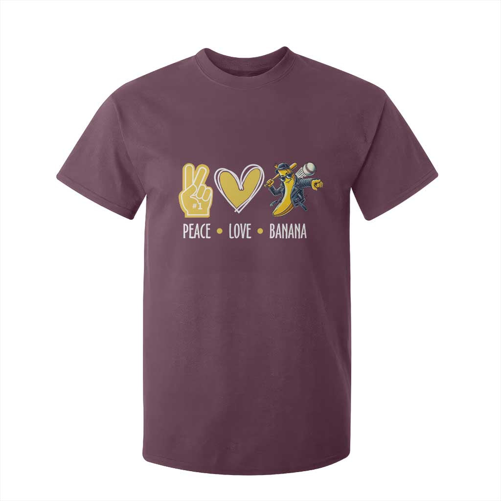 Funny Peace Love Banana T Shirt For Kid Cute Banana Peace Sign Heart TS11 Maroon Print Your Wear