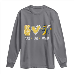 Funny Peace Love Banana Long Sleeve Shirt Cute Banana Peace Sign Heart TS11 Charcoal Print Your Wear