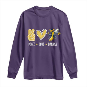 Funny Peace Love Banana Long Sleeve Shirt Cute Banana Peace Sign Heart TS11 Purple Print Your Wear