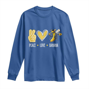 Funny Peace Love Banana Long Sleeve Shirt Cute Banana Peace Sign Heart TS11 Royal Blue Print Your Wear