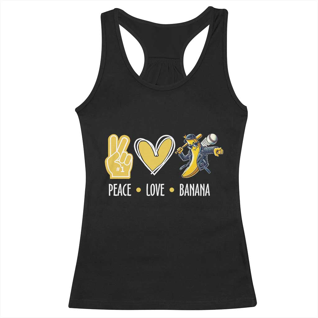 Funny Peace Love Banana Racerback Tank Top Cute Banana Peace Sign Heart TS11 Black Print Your Wear