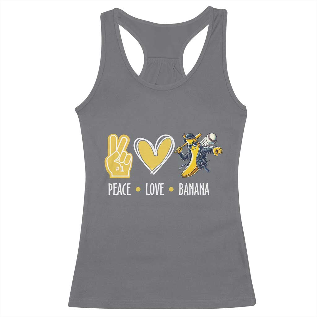 Funny Peace Love Banana Racerback Tank Top Cute Banana Peace Sign Heart TS11 Charcoal Print Your Wear