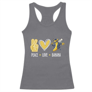 Funny Peace Love Banana Racerback Tank Top Cute Banana Peace Sign Heart TS11 Charcoal Print Your Wear