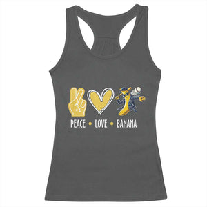 Funny Peace Love Banana Racerback Tank Top Cute Banana Peace Sign Heart TS11 Dark Heather Print Your Wear