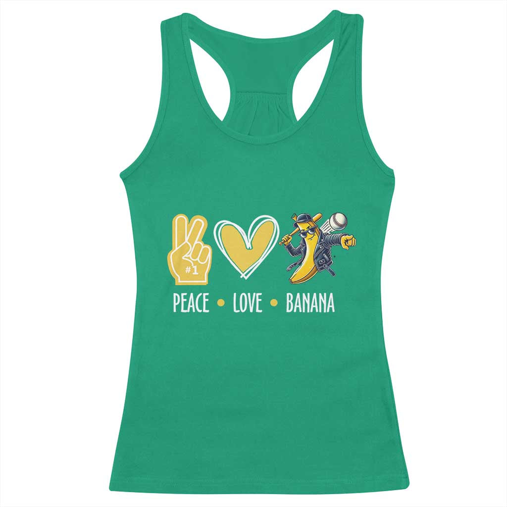 Funny Peace Love Banana Racerback Tank Top Cute Banana Peace Sign Heart TS11 Irish Green Print Your Wear