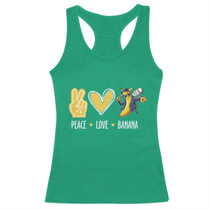 Funny Peace Love Banana Racerback Tank Top Cute Banana Peace Sign Heart TS11 Irish Green Print Your Wear