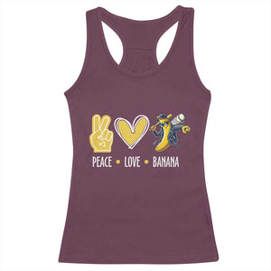 Funny Peace Love Banana Racerback Tank Top Cute Banana Peace Sign Heart TS11 Maroon Print Your Wear