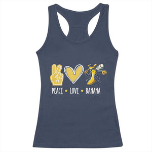 Funny Peace Love Banana Racerback Tank Top Cute Banana Peace Sign Heart TS11 Navy Print Your Wear