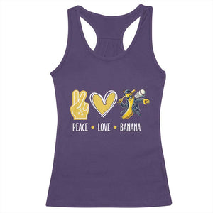 Funny Peace Love Banana Racerback Tank Top Cute Banana Peace Sign Heart TS11 Purple Print Your Wear