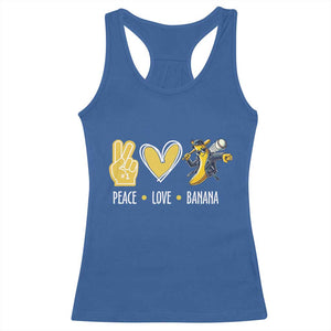 Funny Peace Love Banana Racerback Tank Top Cute Banana Peace Sign Heart TS11 Royal Blue Print Your Wear