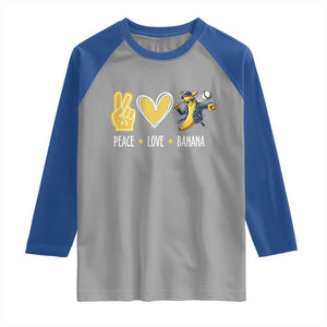 Funny Peace Love Banana Raglan Shirt Cute Banana Peace Sign Heart TS11 Sport Gray Royal Print Your Wear