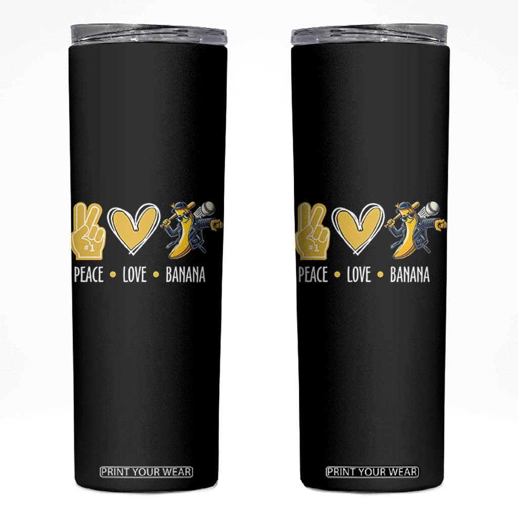 Funny Peace Love Banana Skinny Tumbler Cute Banana Peace Sign Heart TS11 Black Print Your Wear