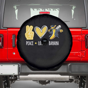Funny Peace Love Banana Spare Tire Cover Cute Banana Peace Sign Heart TS11 Black Print Your Wear