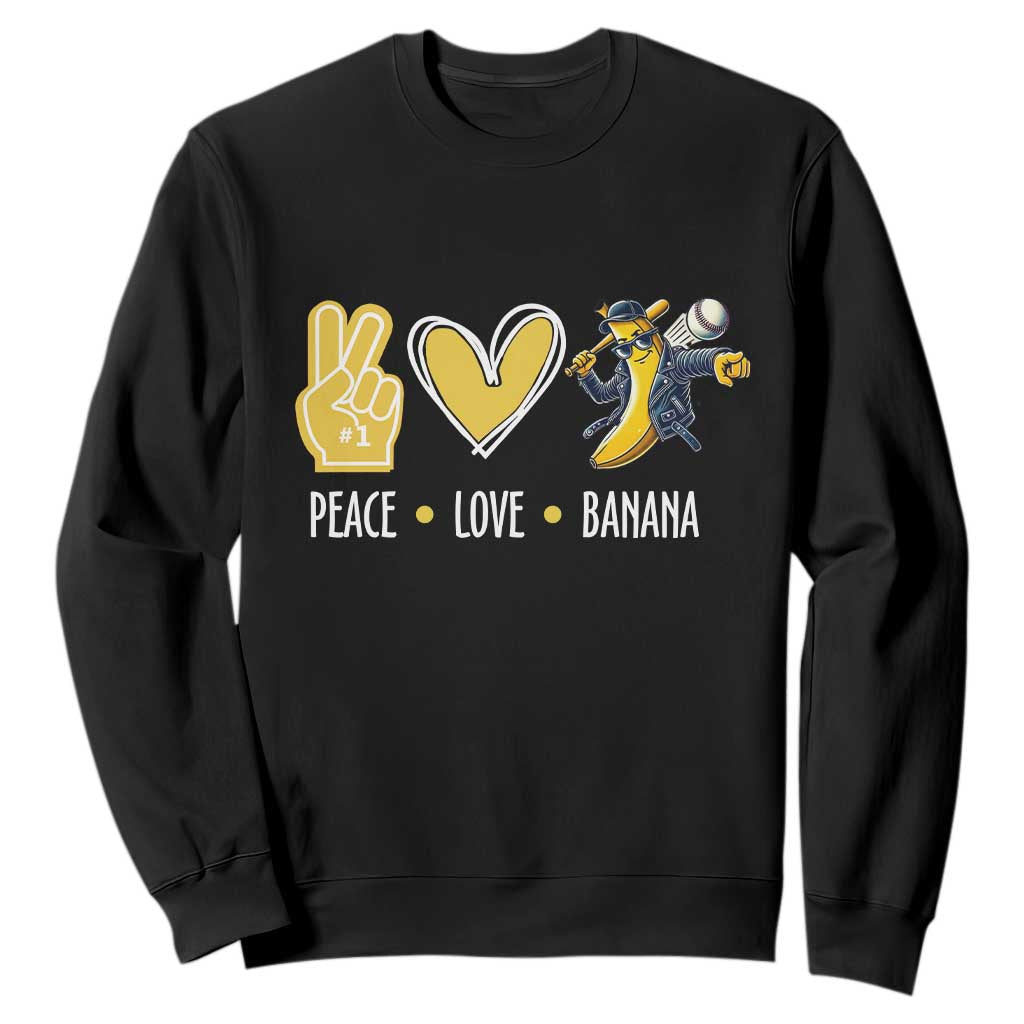 Funny Peace Love Banana Sweatshirt Cute Banana Peace Sign Heart TS11 Black Print Your Wear