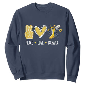 Funny Peace Love Banana Sweatshirt Cute Banana Peace Sign Heart TS11 Navy Print Your Wear