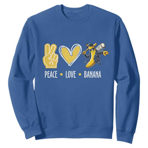 Funny Peace Love Banana Sweatshirt Cute Banana Peace Sign Heart TS11 Royal Blue Print Your Wear