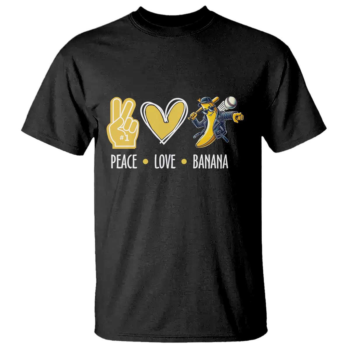 Funny Peace Love Banana T Shirt Cute Banana Peace Sign Heart TS11 Black Print Your Wear