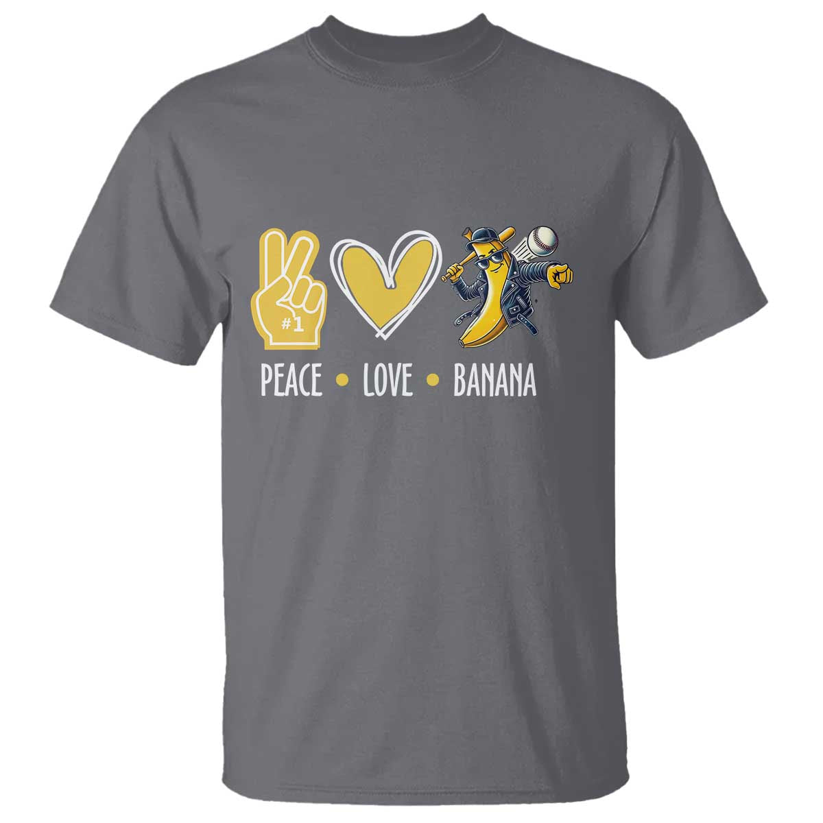 Funny Peace Love Banana T Shirt Cute Banana Peace Sign Heart TS11 Charcoal Print Your Wear