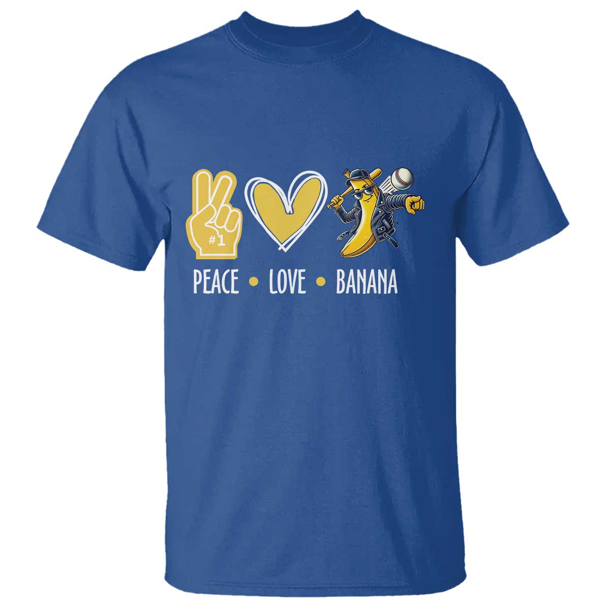 Funny Peace Love Banana T Shirt Cute Banana Peace Sign Heart TS11 Royal Blue Print Your Wear
