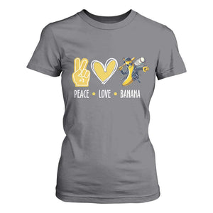 Funny Peace Love Banana T Shirt For Women Cute Banana Peace Sign Heart TS11 Charcoal Print Your Wear