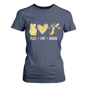 Funny Peace Love Banana T Shirt For Women Cute Banana Peace Sign Heart TS11 Navy Print Your Wear