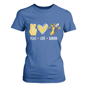 Funny Peace Love Banana T Shirt For Women Cute Banana Peace Sign Heart TS11 Royal Blue Print Your Wear