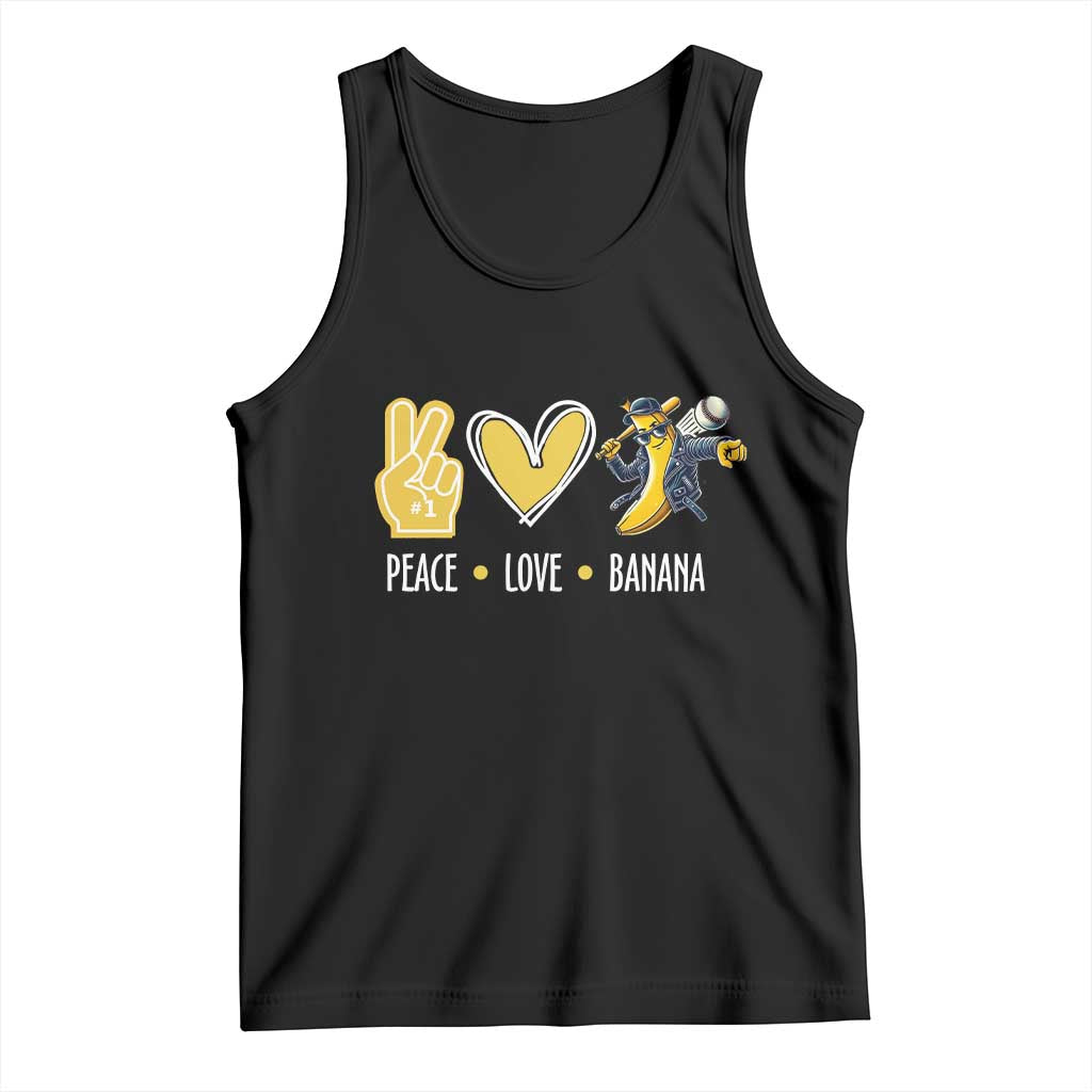 Funny Peace Love Banana Tank Top Cute Banana Peace Sign Heart TS11 Black Print Your Wear