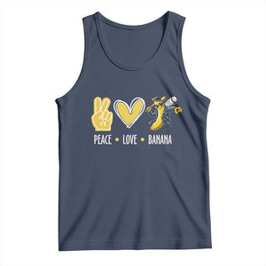 Funny Peace Love Banana Tank Top Cute Banana Peace Sign Heart TS11 Navy Print Your Wear