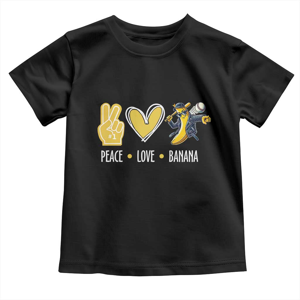 Funny Peace Love Banana Toddler T Shirt Cute Banana Peace Sign Heart TS11 Black Print Your Wear