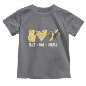 Funny Peace Love Banana Toddler T Shirt Cute Banana Peace Sign Heart TS11 Charcoal Print Your Wear