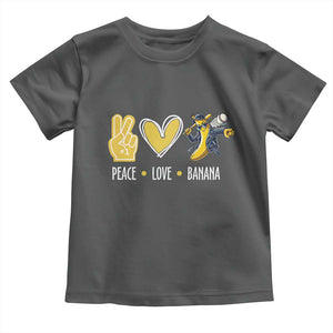 Funny Peace Love Banana Toddler T Shirt Cute Banana Peace Sign Heart TS11 Dark Heather Print Your Wear