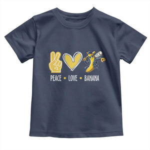 Funny Peace Love Banana Toddler T Shirt Cute Banana Peace Sign Heart TS11 Navy Print Your Wear