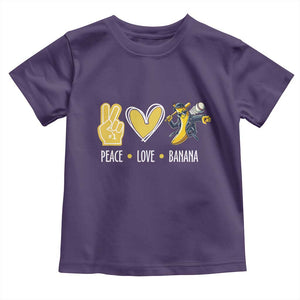 Funny Peace Love Banana Toddler T Shirt Cute Banana Peace Sign Heart TS11 Purple Print Your Wear