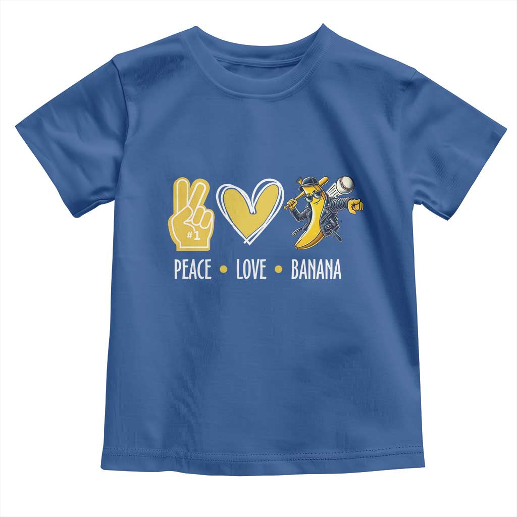 Funny Peace Love Banana Toddler T Shirt Cute Banana Peace Sign Heart TS11 Royal Blue Print Your Wear