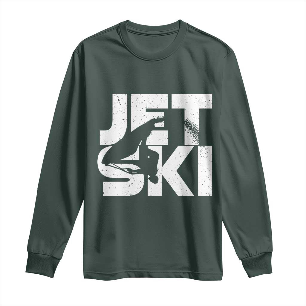 Jet Ski Rider Long Sleeve Shirt Water Sports Watercraft Skiing Jetski TS11 Dark Forest Green Print Your Wear