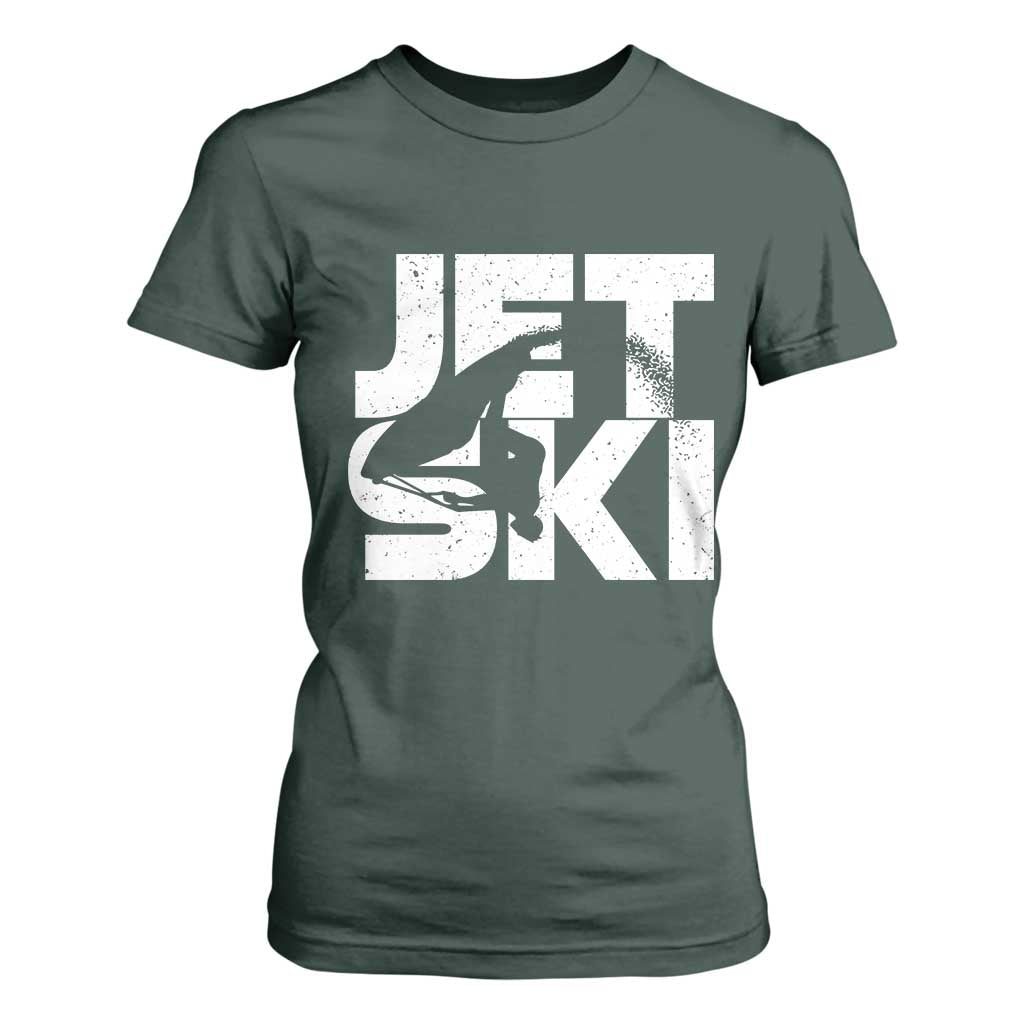 Jet Ski Rider T Shirt For Women Water Sports Watercraft Skiing Jetski TS11 Dark Forest Green Print Your Wear