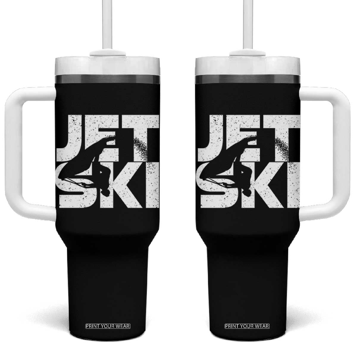 Jet Ski Rider Tumbler With Handle Water Sports Watercraft Skiing Jetski TS11 One Size: 40 oz Black Print Your Wear