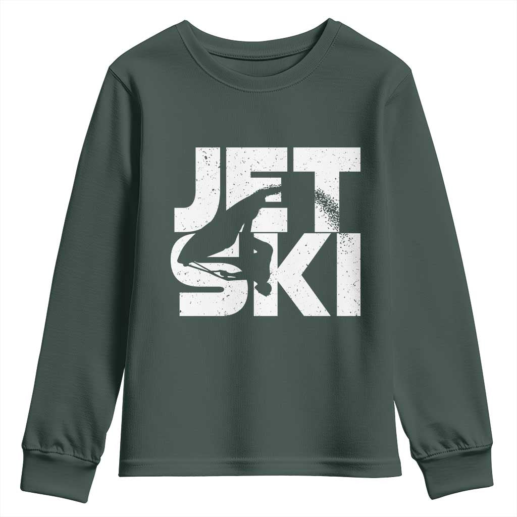 Jet Ski Rider Youth Sweatshirt Water Sports Watercraft Skiing Jetski TS11 Dark Forest Green Print Your Wear