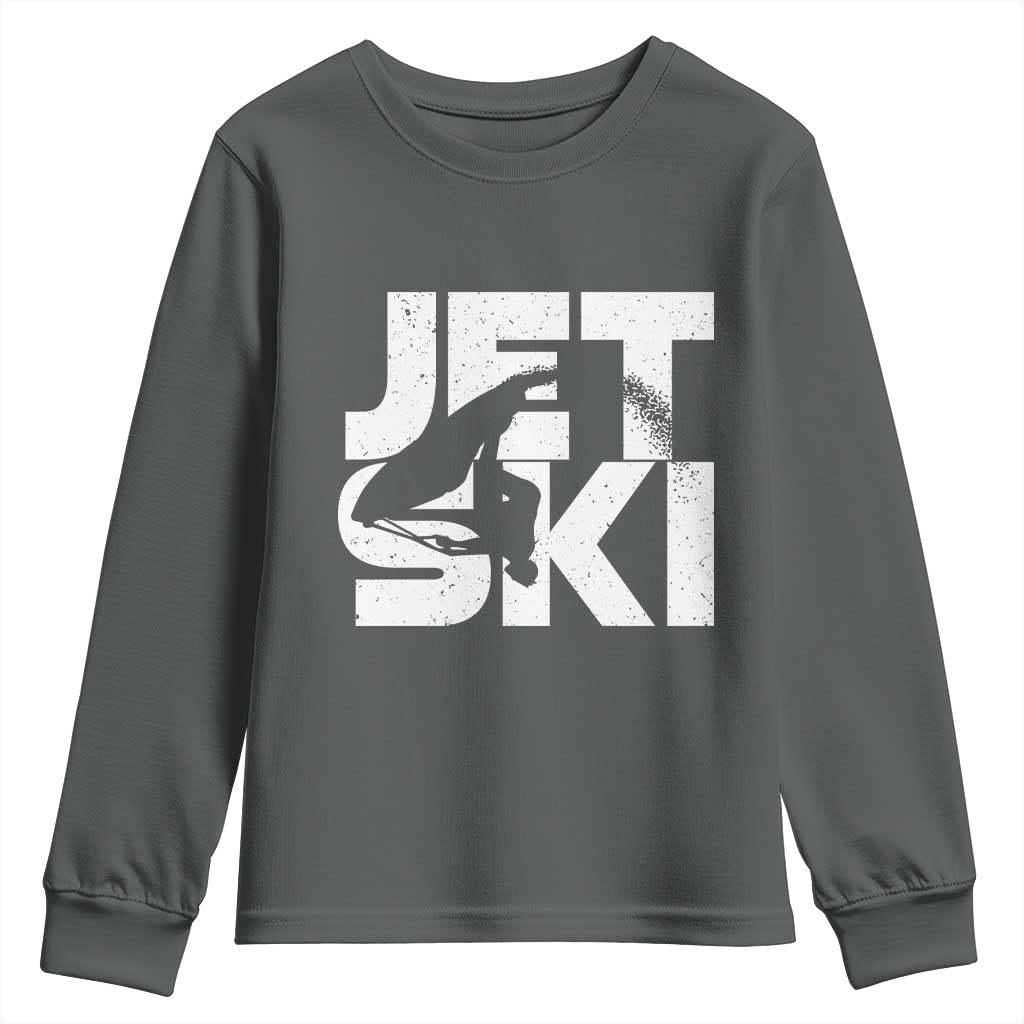 Jet Ski Rider Youth Sweatshirt Water Sports Watercraft Skiing Jetski TS11 Dark Heather Print Your Wear