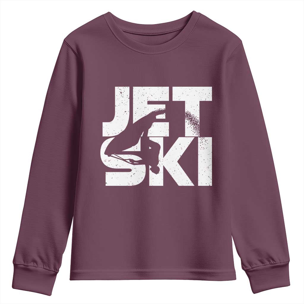 Jet Ski Rider Youth Sweatshirt Water Sports Watercraft Skiing Jetski TS11 Maroon Print Your Wear