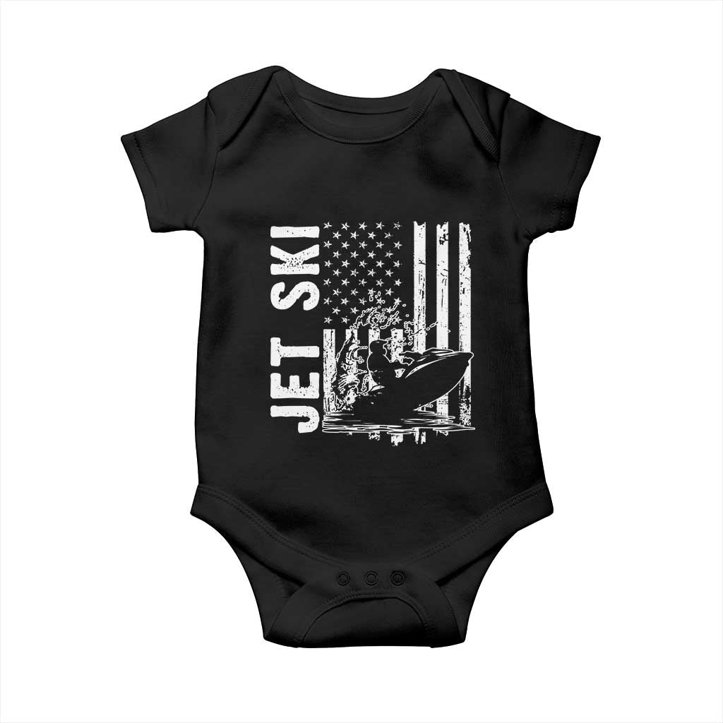 Jet Ski Lover Baby Onesie Vintage Ski Rider American Flag Water Sport TS11 Black Print Your Wear
