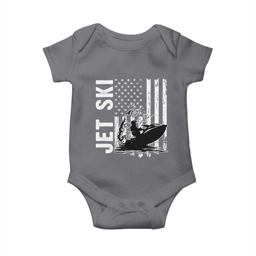 Jet Ski Lover Baby Onesie Vintage Ski Rider American Flag Water Sport TS11 Charcoal Print Your Wear