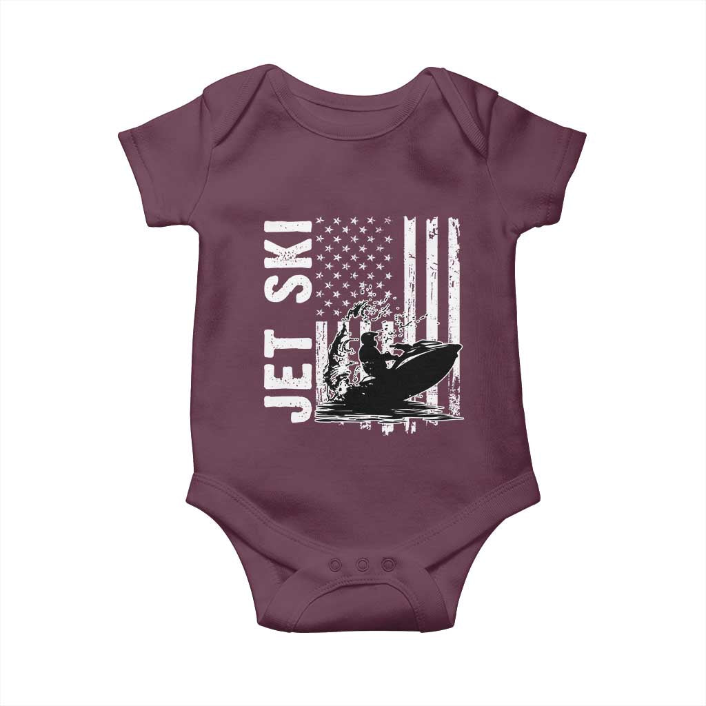 Jet Ski Lover Baby Onesie Vintage Ski Rider American Flag Water Sport TS11 Maroon Print Your Wear