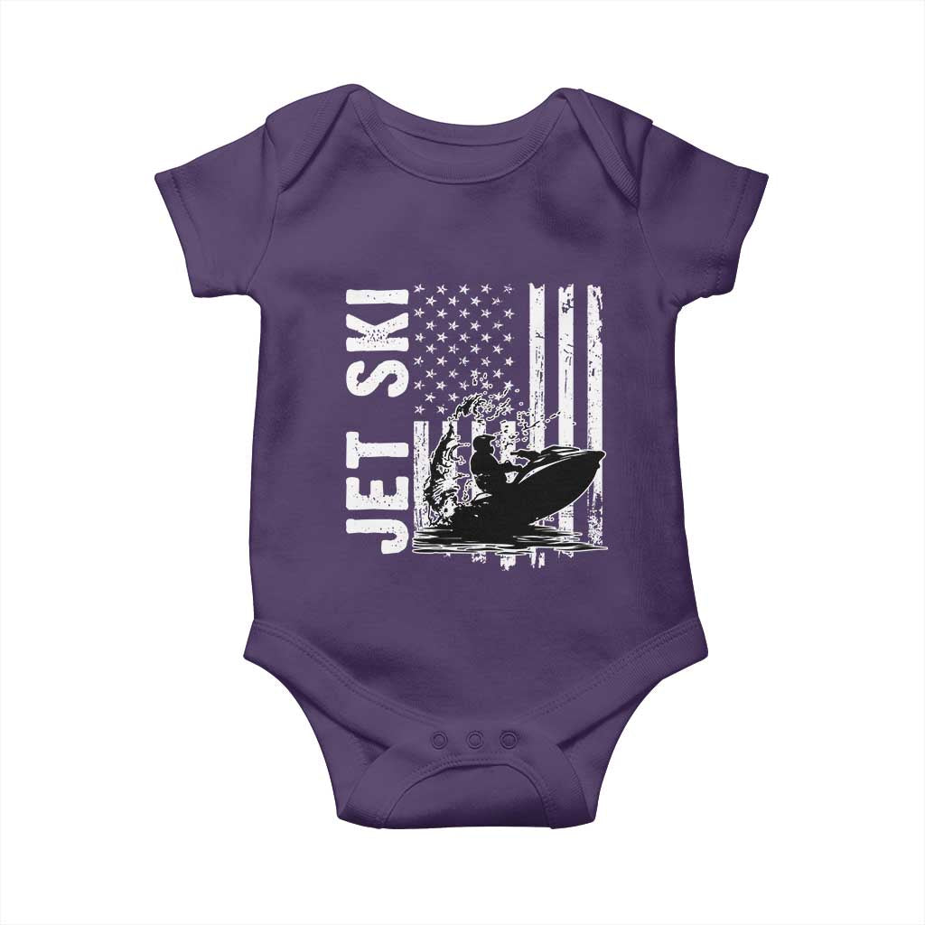Jet Ski Lover Baby Onesie Vintage Ski Rider American Flag Water Sport TS11 Purple Print Your Wear