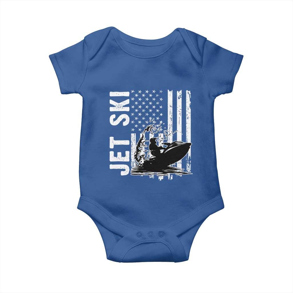 Jet Ski Lover Baby Onesie Vintage Ski Rider American Flag Water Sport TS11 Royal Blue Print Your Wear