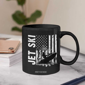 Jet Ski Lover Coffee Mug Vintage Ski Rider American Flag Water Sport TS11 Print Your Wear
