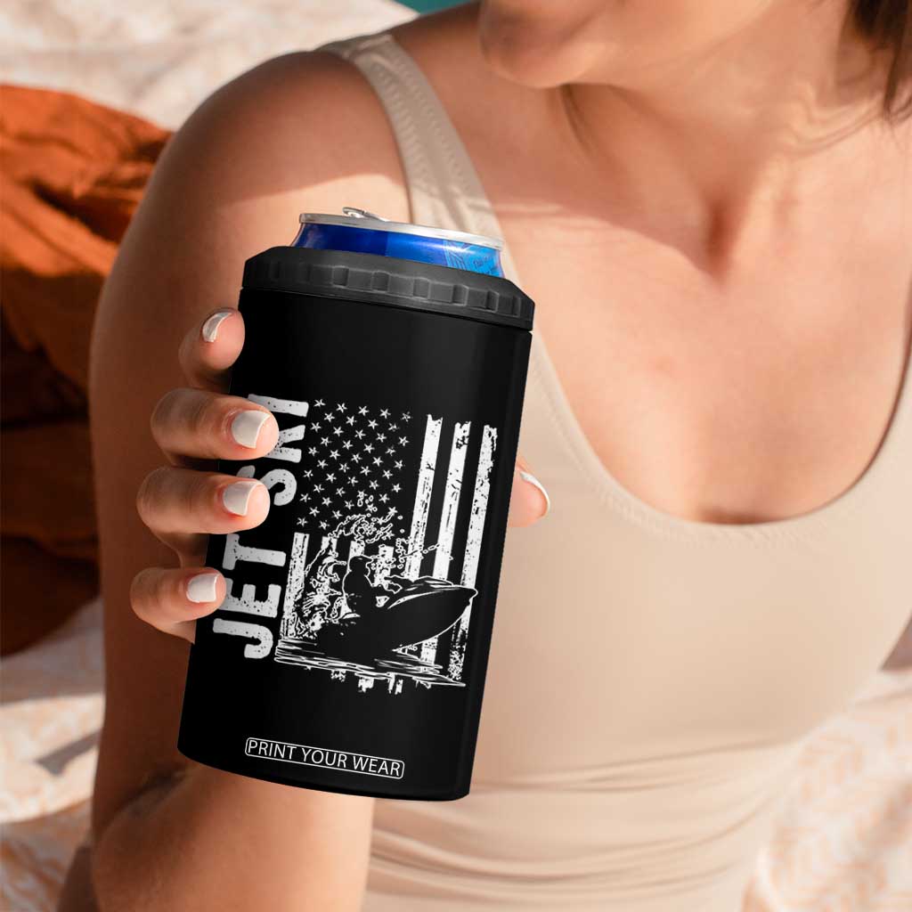 Jet Ski Lover 4 in 1 Can Cooler Tumbler Vintage Ski Rider American Flag Water Sport TS11 Print Your Wear