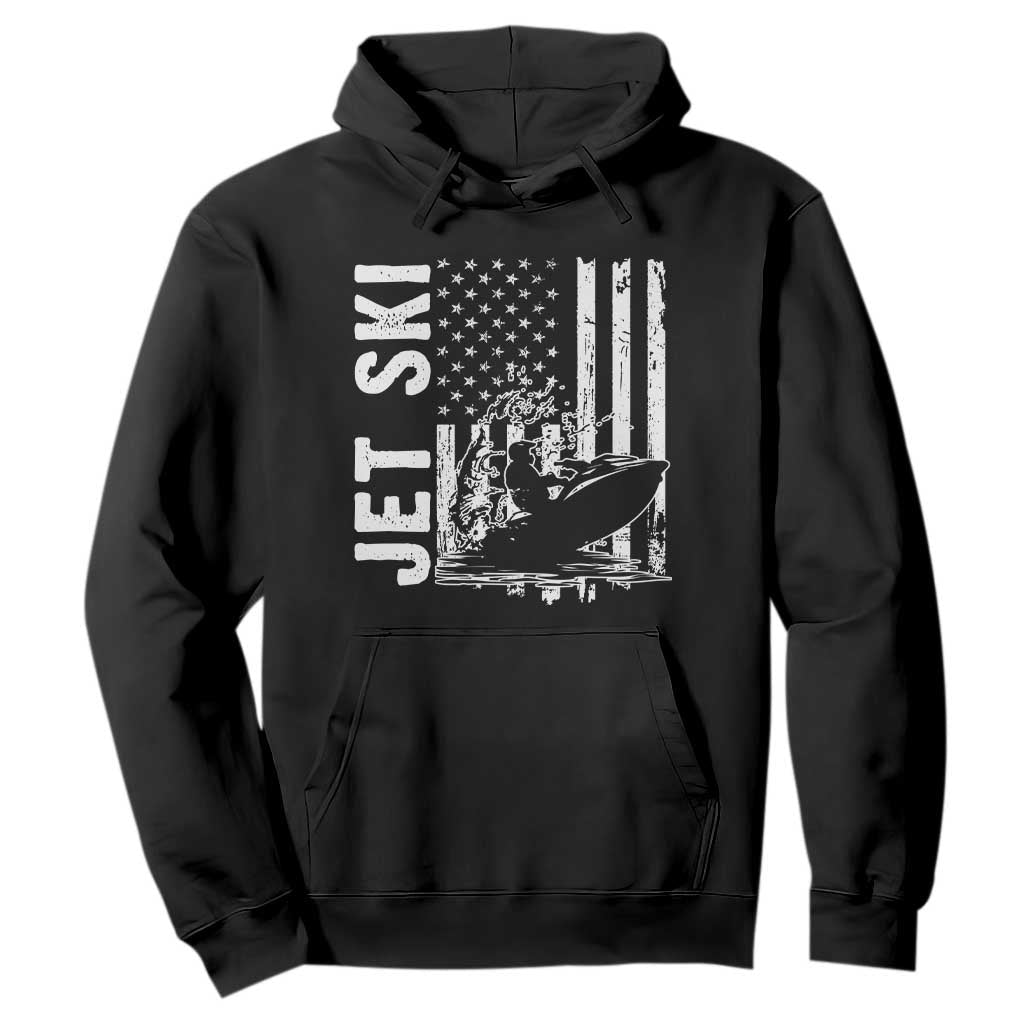 Jet Ski Lover Hoodie Vintage Ski Rider American Flag Water Sport TS11 Black Print Your Wear