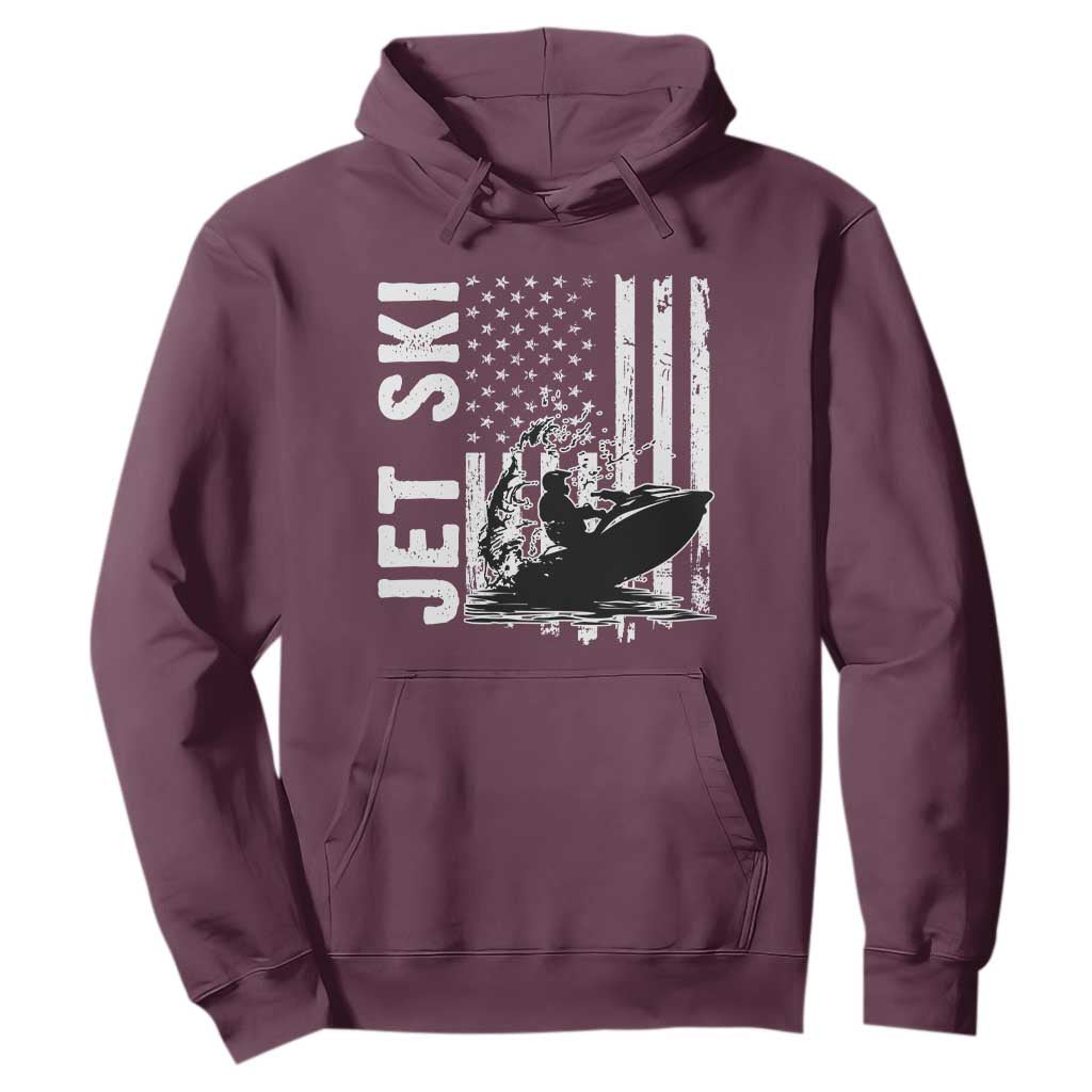 Jet Ski Lover Hoodie Vintage Ski Rider American Flag Water Sport TS11 Maroon Print Your Wear